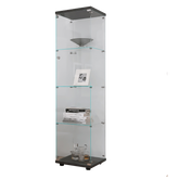 4 Shelves Glass Cabinet Glass Display Cabinet with One Door, Black