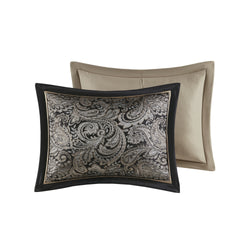 5 Piece Jacquard Bedspread Set with Throw Pillows Black Queen
