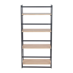 Dakota Contemporary Bookcase in Black Painted Metal and Natural Wood by LumiSource