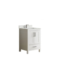 23" Bathroom Vanity with Sink, Bathroom Storage Vanity Sink Cabinet with 2 Doors & 1 Drawer, Wooden Freestanding White Bathroom Cabinet with Faucet Hole