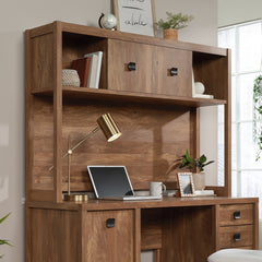 Hutch with Hidden Storage, Brown finish