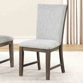 Modern Farmhouse Style 2pc Upholstery Side Chair Splat Back Oak Finish Dining Room Furniture