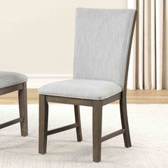 Modern Farmhouse Style 2pc Upholstery Side Chair Splat Back Oak Finish Dining Room Furniture