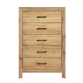 Rustic Natural Finish 5-Drawers Storage Chest Wooden Bedroom Furniture 1pc Vertical Dresser