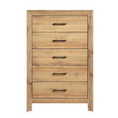 Rustic Natural Finish 5-Drawers Storage Chest Wooden Bedroom Furniture 1pc Vertical Dresser