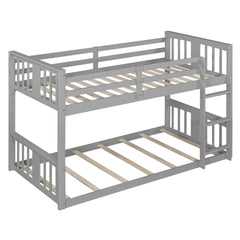 Twin Over Twin Bunk Bed with Ladder, Gray