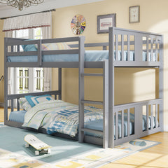 Twin Over Twin Bunk Bed with Ladder, Gray