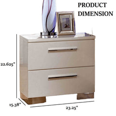 Contemporary Style 1pc Nightstand English Dovetail Drawers Lacquer Coating Chrome Handles And Legs Glossy White Finish Bedroom Furniture