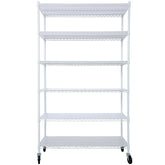 6 Tier 6000lbs Capacity NSF Metal Shelf Wire Shelving Unit, Heavy Duty Adjustable Storage Rack with Wheels & Shelf Liners for Commercial Grade Utility Steel Storage Rack, white - 84"H x 48"L x 20"D