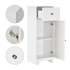 kleankin Short Bathroom Storage Cabinet, Cabinet Organizer with 1 Drawer and Adjustable Shelf for Living Room, White