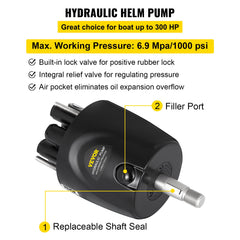 Hydraulic Steering Kit 300HP Hydraulic Steering Compact Cylinder Hydraulic Outboard Steering Kit with Helm Pump for Boat Marine Steering System
