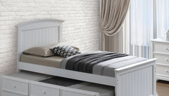 Transitional Style Capital Twin Bum Bed White Finish Headboard And Footboard Panel Trundle With 3 Storage Drawers Mortise & Tenon Joint