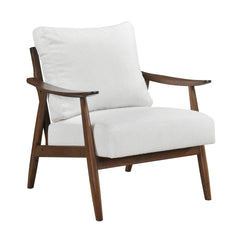 Modern Living Room 1pc Beige Accent Chair Solid Wood Brown Finish Wooden Furniture