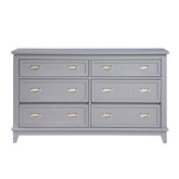 Gray Finish Dresser with 6 Drawers Wooden Modern Bedroom Furniture 1pc