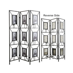 47x71" Room Photo Frames Screen Divider Screens, 3 Panel Decorative Screen with Photo Frames, Antique Mirror, Candle Stick