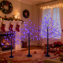 3 Pac Christmas Tree with Purple Lights, 4FT 5FT and 6FT, Lighted Black Tree for Christmas Decoration