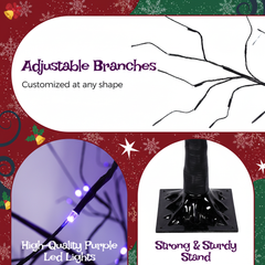 3 Pac Christmas Tree with Purple Lights, 4FT 5FT and 6FT, Lighted Black Tree for Christmas Decoration