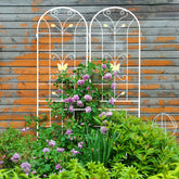 4 Pack Metal Garden Trellis 86.7" x 19.7" Rustproof Trellis for Climbing Plants Outdoor Flower Support Cream White