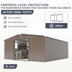 Campcraft 10*12ft 0.25mm color steel plate, surface protective film, Two daylight Windows, A practical and thoughtful gift,two colors can be freely selected storage sheds