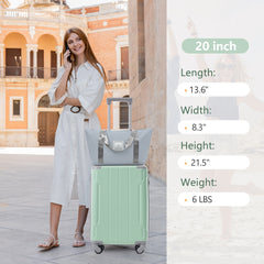 20 Inch Carry On Luggage Set 3 Piece with Spinner Wheels, Lightweight Hardshell ABS Suitcase for Weedend Getaways, Business Travel