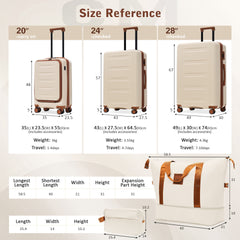 Luggage Sets 5 Piece with Front Opening, Hardside Expandable Carry On Suitcase Set with Double Spinner Wheel, Lightweight Travel Luggage with USB Port,TSA Locks(20"24"28")