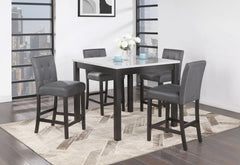 LEON BAR TABLE AND 4 BAR STOOLS