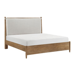 Modern Transitional Queen Platform Bed with Removable Upholstery Cushion Brown Finish Durable Bedroom Furniture 1pc