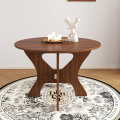43 in Folding Dining Table for Small Spaces, MDF Table with Walnut Veneer, Space Saving Foldable Kitchen Table for Indoor and Outdoor Use