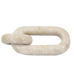 6.5x3x1" Small Decorative Two-Link Marble Chain with Elegant Cream Finish