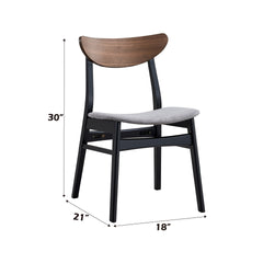 Rebi Gray Linen, Walnut & Black Finish Side Chair (Set of 2)