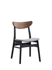 Rebi Gray Linen, Walnut & Black Finish Side Chair (Set of 2)