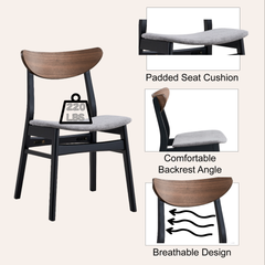Rebi Gray Linen, Walnut & Black Finish Side Chair (Set of 2)