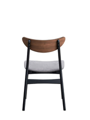 Rebi Gray Linen, Walnut & Black Finish Side Chair (Set of 2)