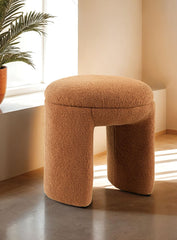 Contemporary Style Saddle Brown Finish Round Top 1pc Accent Stool Bench Design Primary Living Room