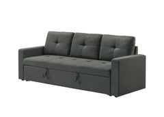 Bergamo 83.5"W Dark Gray Fabric Sleeper Sofa with Tufted Cushions