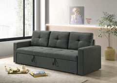 Bergamo 83.5"W Dark Gray Fabric Sleeper Sofa with Tufted Cushions
