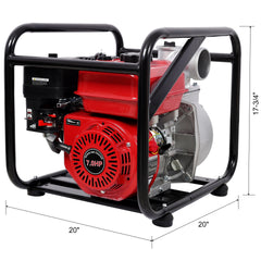 Gas Engine Powered Water Pump 3" inlet&outlet, Flow:264Gpm , 7HP Engine 212CC, EPA Certificated, 3in NPT Connector, with 25FT Flat Hose outlet