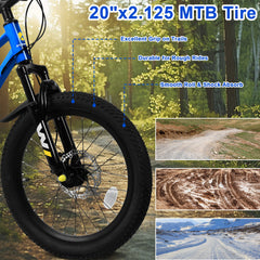 A20184 20 inch Mountain Kids Bike for Boys & Girls, Ages 6-12, 7-Speed with Front Suspension