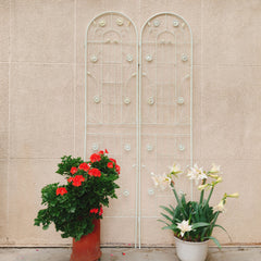 2 Pack Metal Garden Trellis 86.7" x 19.7" Rustproof Trellis for Climbing Plants Outdoor Flower Support Cream White