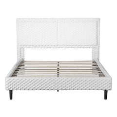 Simple Modern White Plush Soft Bed Comfortable Backrest Bedroom Bed,Queen