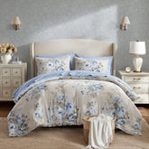 5-Piece Twin 5 Piece Vintage-inspired Collection floral print,Beige/Blue