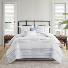 6 Piece Cotton Jacquard Oversized Comforter Set-Full
