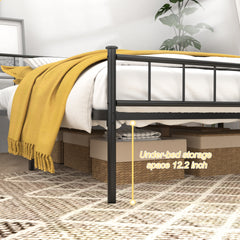 Queen Size Bed Frame, Headboard and Footboard,Structurally Stable, Under Bed Storage,No Box Spring Needed,Black