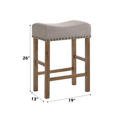 Martha II Tan Linen & Weathered Oak Finish Counter Height Stool (Set of 2)