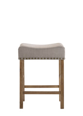 Martha II Tan Linen & Weathered Oak Finish Counter Height Stool (Set of 2)