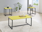 Gaetano 3 Piece Yellow Carbon Fiber Wrap 39.5"W Coffee Table and End Table Set