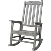 Wooden Oversized Porch Rocker Chair With Wide Seat and Tall Backrest,High Back Smooth Rocking Chairs for Outdoor & Indoor,Light Grey Color