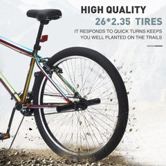 26 Inch Freestyle Bike for Teens, Steel Frame Single-Speed Bicycle with 2 Pegs , Front Caliper Brake and Rear V Brake, Bicycle for Boys and Girls Ages 14+