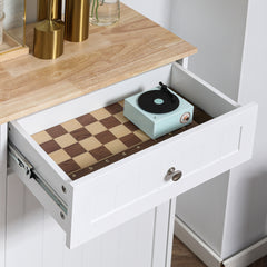 HOMCOM Kitchen Tilt Out Trash Bin Cabinet Free Standing Recycling Cabinet Trash Can Holder With Drawer, White
