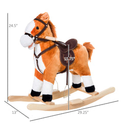 Kids Plush Toy Rocking Horse Ride on with Realistic Sounds - Brown